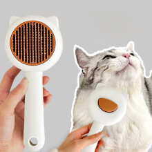 Cat Brush for Shedding, Self-Cleaning Slicker Brush for Indoor Cats, Gently Remove Loose Fur, Pet Grooming Massage Deshedding Tool
