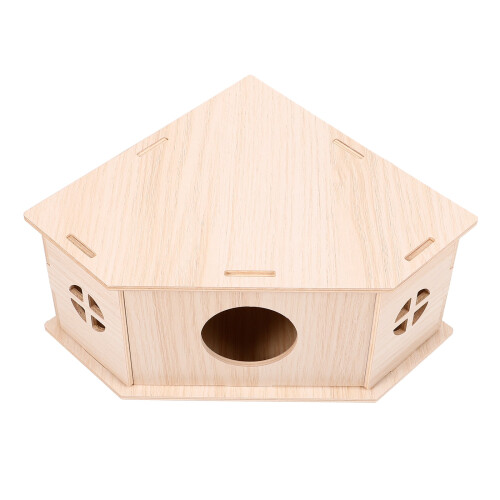 ibasenice Wood Squirrel House Beige Triangular Design Small Animals 1 Pcs