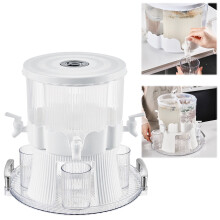 Four-Quarter Rotating Kettle with Base, 4 Cups & Silver Tray – Cold Beverage Dispenser with Faucet & Spigot – Compatible with End Of Line Sale