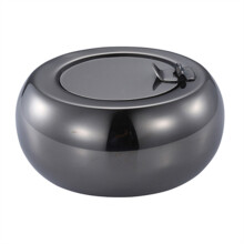 Sealable Ashtray Creative Thickened Drum Ashtray with Lid Round Stainless Steel Ashtray