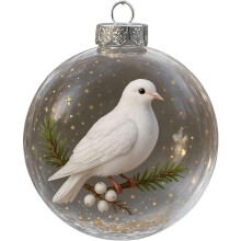 Nature's Birds Crystal Glass Ornament – Hummingbird Clear Ball Christmas Decor, Memorial Gift, Compatible with Standard Tree Hooks