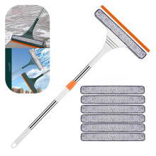 Double-Sided Glass Cleaner with Telescopic Rod, 2-in-1 Window Cleaning Kit, Compatible with High-Rise & Household Use