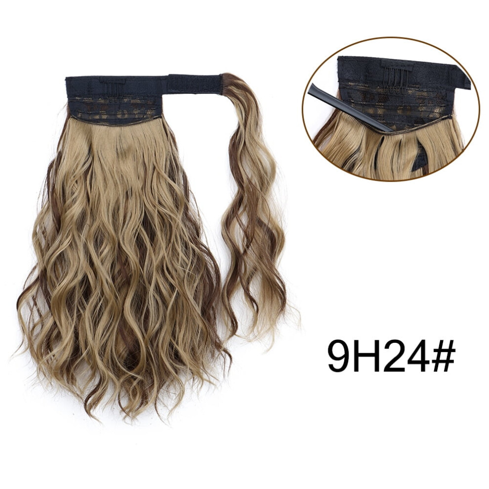 Ash Blonde Curly Wavy Synthetic Ponytail Extension 13.8 inch