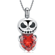 Birthstone Cremation Jewelry for Ashes for Pet / Human Vintage Skull Urn Necklace for Ashes Stainless Steel Memorial Urn Jewelry