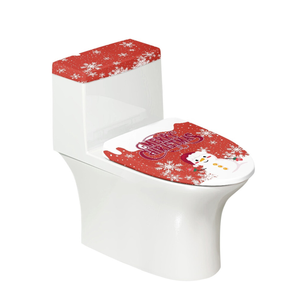 Christmas Snowman Stretch Toilet Lid Cover Set 913211627495