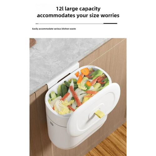 Kitchen Wall Mounted Trash Can Non Perforated Dual-Purpose Wall Mounted Flip Cover Trash Can Bathroom Garbage Bin