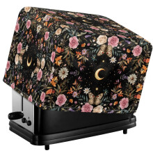 Flower Moon Butterfly Print Toaster Cover 2 Slice Durable, Fingerprint and Greasy Protector for Kitchen Small Appliance with Adjustable Drawstring
