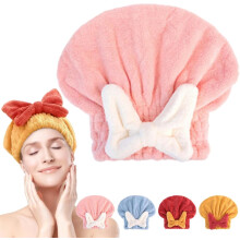 New Super Absorbent Hair Towel Wrap for Wet Hair | Thickened Quick Drying Microfiber Hair Turban with Bow Tie for Women, Adults & Kids