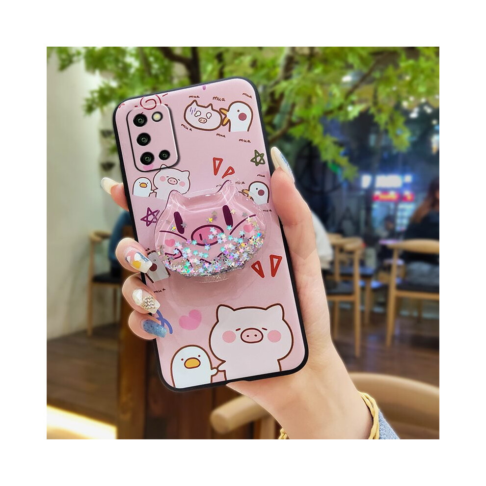 Phone Case For Samsung Galaxy A03s/Sm-A037g Â Silicone Tpu Anti-Knock Cover With Kickstand, Lens Protection & Quicksand Glitter 9085618876453