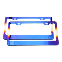 2 Pack Iridescent License Plate Frame, Stainless Steel Mirror Polish Treatment, Universal US Car License Plate Bracket Holder, 4 Holes Theft Design
