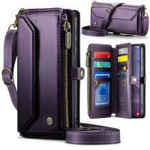 Purple Crossbody Wallet Case for Samsung Galaxy S24 FE 5G – RFID Blocking, 10-Card Holder, Soft PU Leather, Magnetic Snap, Zipper Pocket