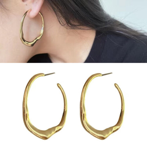 Women's Gold Silver Hoop Earrings Round Thick Circular 1