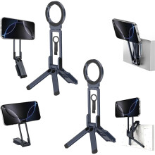MA38 Magnetic Phone Tripod Compatible with iPhone & MagSafe – 5-in-1 Pocket Vlogging Tripod, 180 Rotation, Strong Magnet (2Pcs)
