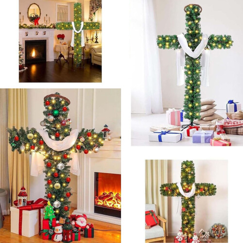 150cm Artificial Christmas Tree – Realistic Topiary Design, Removable Branches, Classic Cross Shape, Compatible with Standard Decor