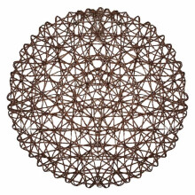 6-Pack Paper Rope Placemats, Natural Woven Table Mats For Dining & Restaurant Decor - 15 Inch Round Metallic Strung Placemats