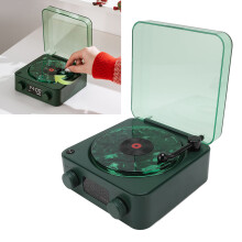 Vintage Green Wireless Record Player Speaker 1500mAh Night Light