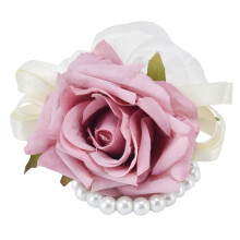 Elegant Pearl Bracelet Corsage Artificial Silk Floral Accessory Handmade Vivid Modeling Suitable for Weddings Proms Dance Parties Anniversaries