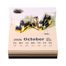 3D Paper Craft Notepad with Magic Castle Design, Featuring LED Lights for Daily Planning, Made of Eco-Friendly Paper and Acrylic
