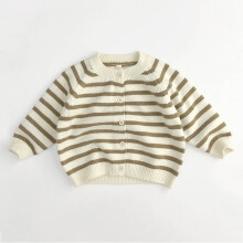Striped Knit Cardigan Sweater Unisex Kids Long Sleeve