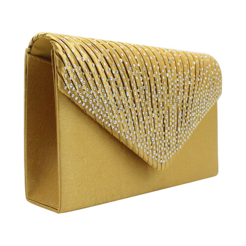 Women's rhinestone envelope clutch bag gold 2