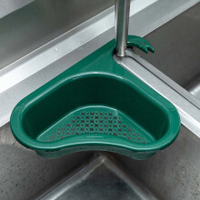 Swan Drain Basket for Kitchen Sink – Triangular Faucet-Hanging Filter, Compatible with All Sinks (Green)