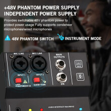 2 Channels USB Mixer Professional Portable Audio Interface Sound Card Console for Guitar Recording Studio Singing
