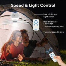 Ventilateurs de Plafond avec Lumières et Projection Étoilée, Ventilateur de Camping Suspendu à LED avec Télécommande et Minuterie, Batterie