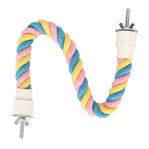 Bird Cotton Rope Perch S Size Pink/Yellow/Blue 1