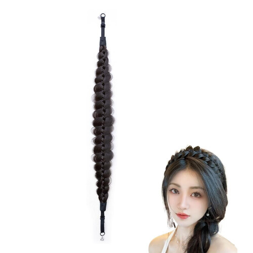 Women's Braided Wig Headband with Magnetic Closure, Soft