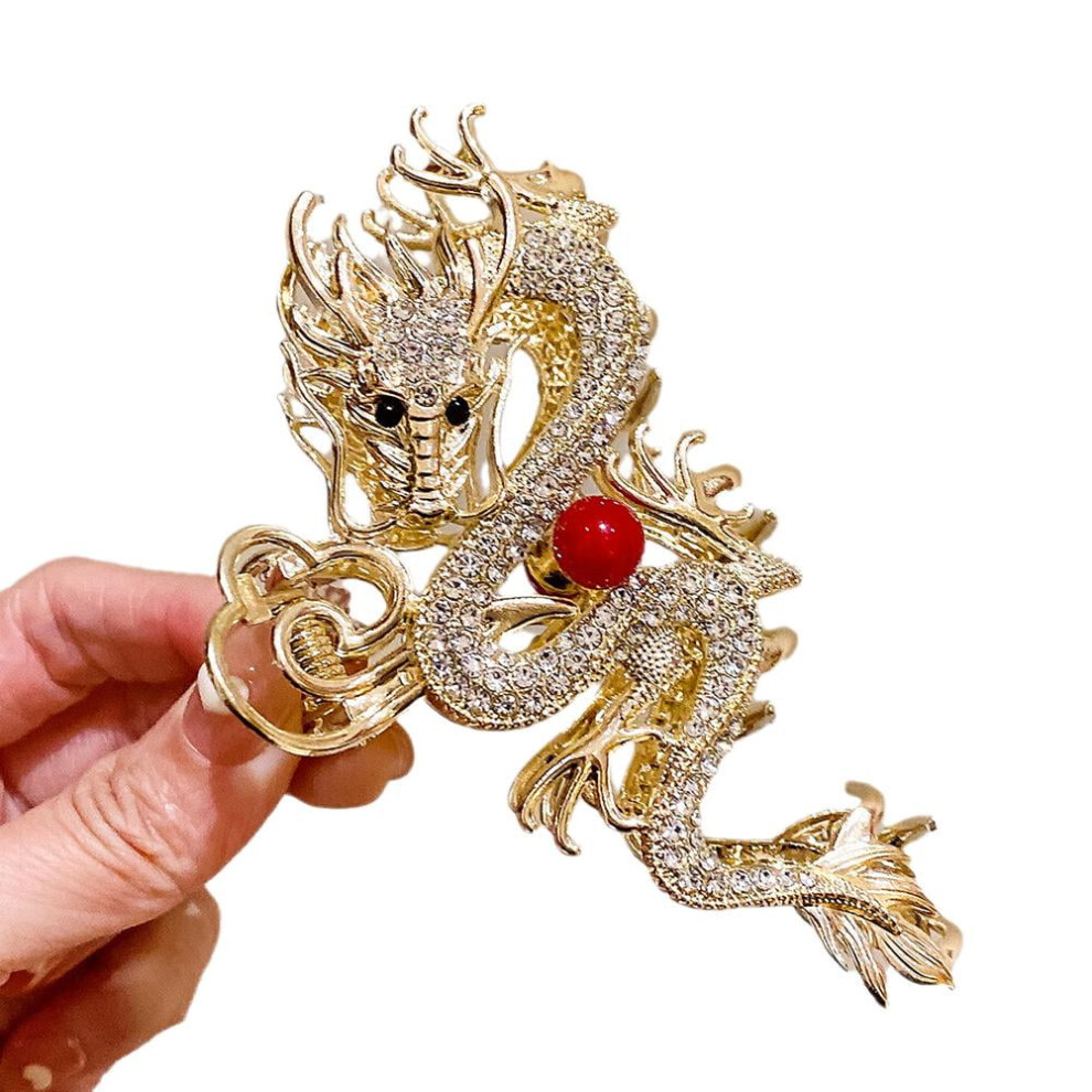 Alloy Chinese Dragon Year Non-Slip Hair Claw Clips for Updos and Daily Wear
