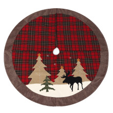 Exquisite Christmas Tree Skirt, Adjustable Design With Hook And Loop Stitching, Brightly Colored Plaid Pattern Brings Cheer To Your Festive Decor