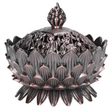 Vintage Zinc Alloy Meditation Flower Shape Incense Holder, Elegant Fashionable Burning Bowl for Fadeless Home Decor