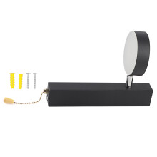 Slaapkamerwandlamp, 12W LED met USB-oplaadinterface, trekkoordschakelaar voor eenvoudige bediening, verstelbare draaibare kop voor leesfunctie aan de