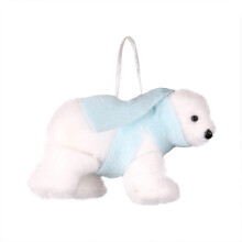 Mini Cute Plush White Bear Christmas Tree Pendant Decoration, Kawaii Small Hanging Ornaments for Xmas Home Decor, Gifts for Kids