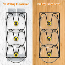 2-Pack Pot Lid Holders for Kitchen Cabinet - Wall-Mounted or Door-Mounted Lid Organizer Rack