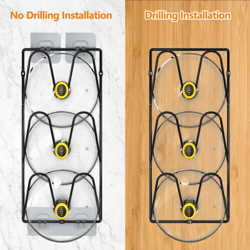 2Er-Pack Topfdeckelhalter für KüChenschräNke - eine der Wand oder eine der TüR Montierter Deckel-Organizer