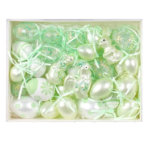 30PCS Easter Tree Eggs Hanging Ornaments Colorful Painted abs Easter Hanging green 1