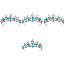 4Pcs Women's Wedding Crowns Sky-Blue Bridal Rhinestone Tiaras