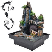 Fontaine de table d'intérieur avec pompe submersible silencieuse, lumières LED colorées, fontaine décorative en résine, humidificateur.