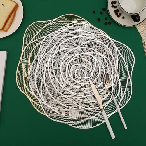 Floral Round Coasters Set 4pcs for Home Wedding Tabletop 2