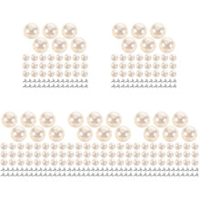 250Pcs DIY No Sew Pearl Buttons Beige Plastic Metal for Clothes