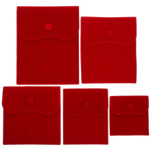 15Pcs Red Small Jewelry Pouches Velvet Portable Bags with Snap Button