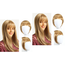 2Pcs Yellow Clip in Bang Hair Extensions Lightweight Faux Fringe Clip