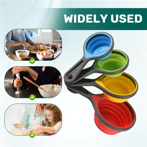 Foldable Silicone Measuring Cups and Measuring Spoons Set, Measuring Spoons for Cooking Baking Dosing Dosing Aid 2