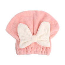 Super Absorbent Coral Velvet Hair Towel Wrap with Bow – Quick-Drying, Fast-Water-Absorbing Bath Cap, Compatible with All Hair Types