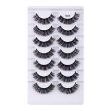 Curly False Eyelashes Natural Thick Style 7 Pairs