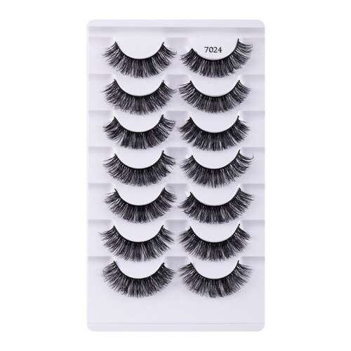 Curly False Eyelashes Natural Thick Style 7 Pairs