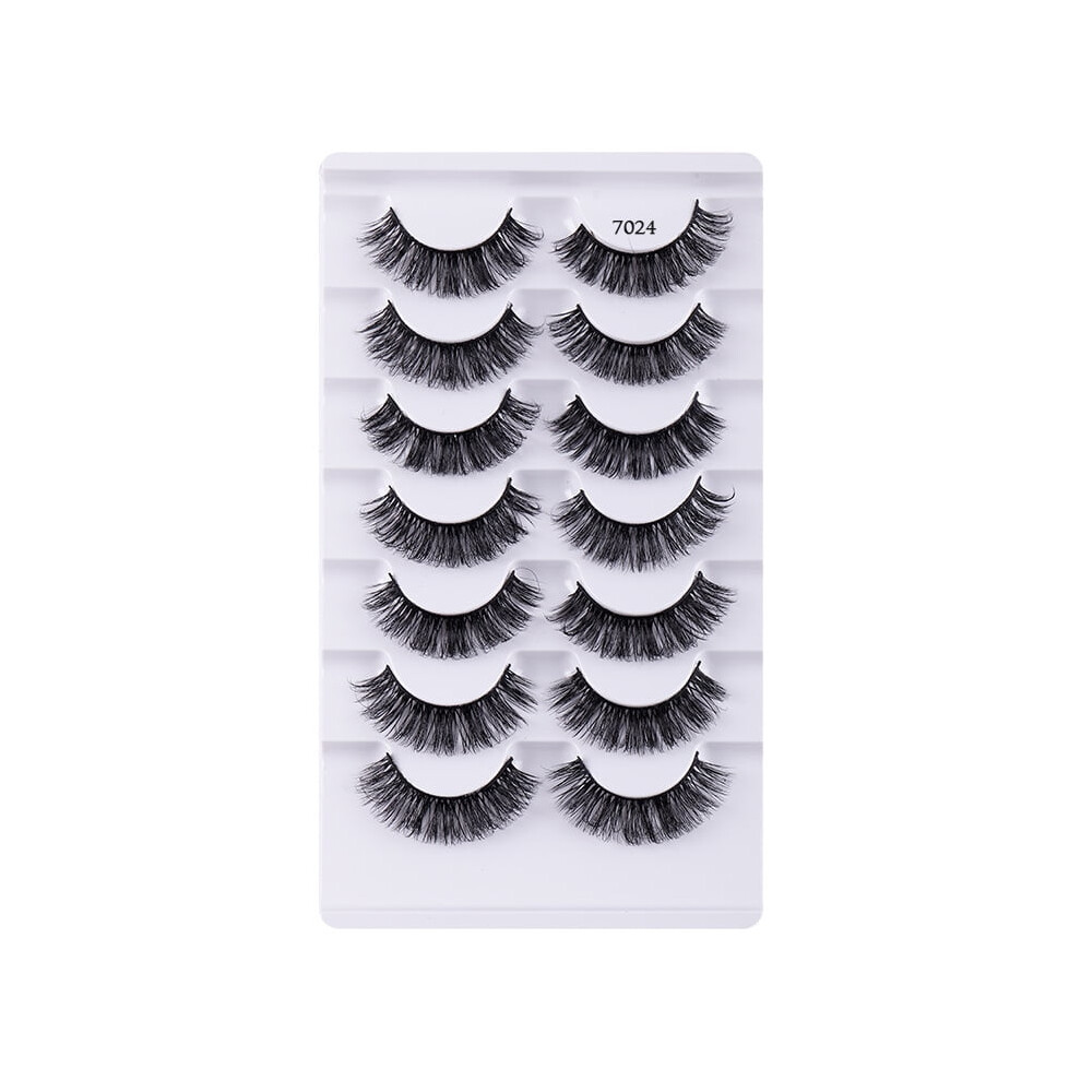 Curly False Eyelashes Natural Thick Style 7 Pairs