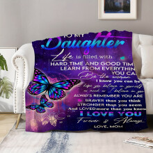 1pc Colorful Butterfly Flannel Blanket for Daughter – Soft Gift for Birthday, Thanksgiving, Christmas – Compatible with All Ages