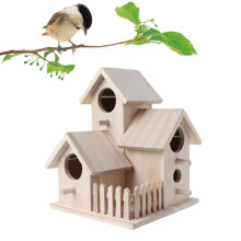 Classic Wooden Birdhouse Kit With Viewing Hole Handcrafted Bird Nest Box Eco Friendly Outdoor Bird Attracting Shelters Multi Room Design For Wild